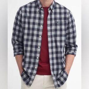 Eddie Bauer, size M, men’s plaid long sleeve button down shirt.